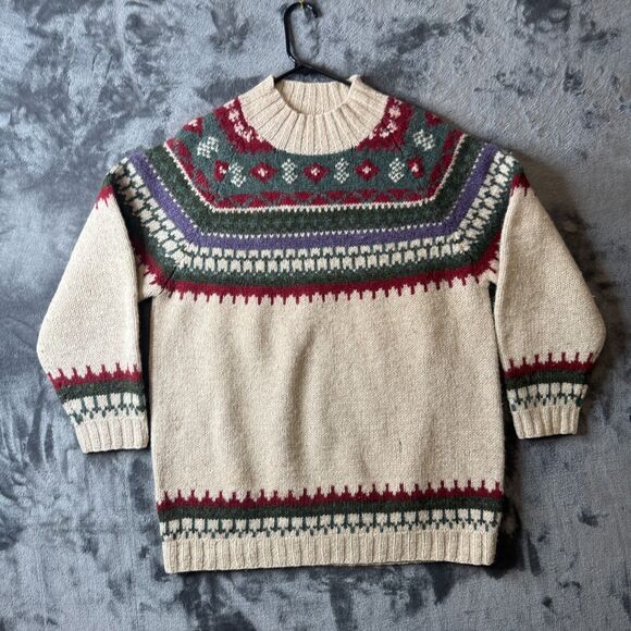 Moda International Knit Wool Fair Isle Sweater Long Sleeve Size Medium - Picture 1 of 6